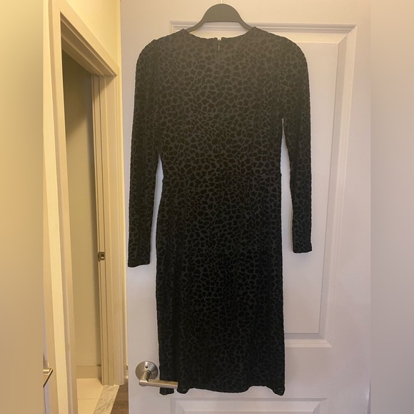 Talbots Black Cheetah Velvet Detail Wrap Dress - Picture 6 of 7